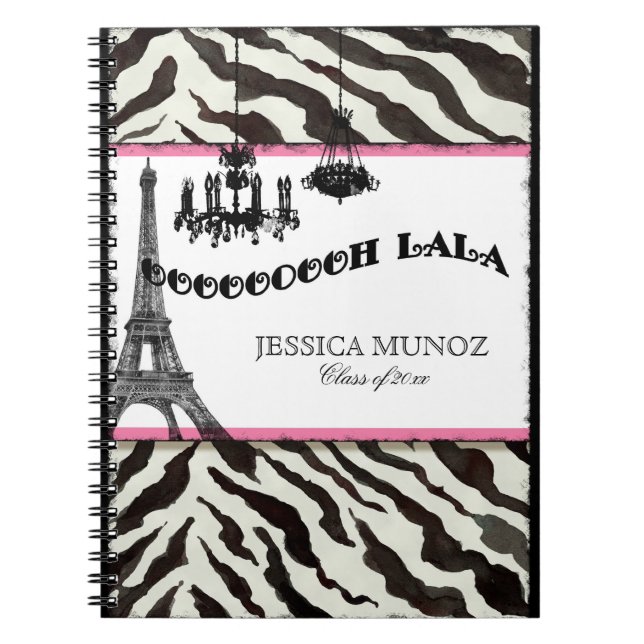 Caderno Espiral Diário personalizado zebra do candelabro da torre (Frente)