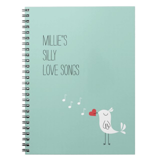Caderno Espiral Diário Personalizável de Canções de Bobo (Frente)