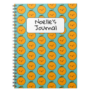 Caderno Espiral Diário Personalizável Personalizável Laranja Kawai
