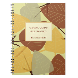 Caderno Espiral Diário pessoal de outono sobre folhas dispersas mo