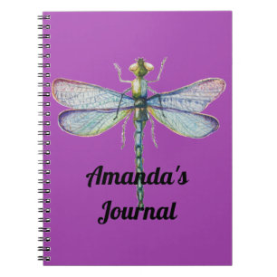Caderno Espiral Diário Pessoal Dragão Azul & Rosa Roxo