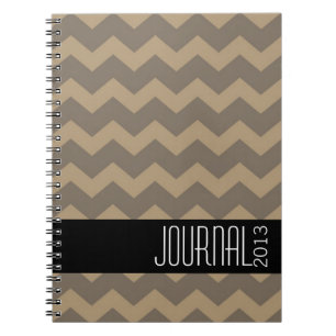 Caderno Espiral Diário pessoal moderno negro da cinza Chevron