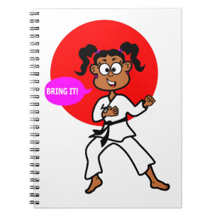Caderno Espiral Diário preto do mestre do karaté da menina