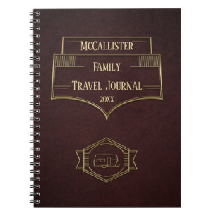 Caderno Espiral Diário retro do viagem do campista do rv