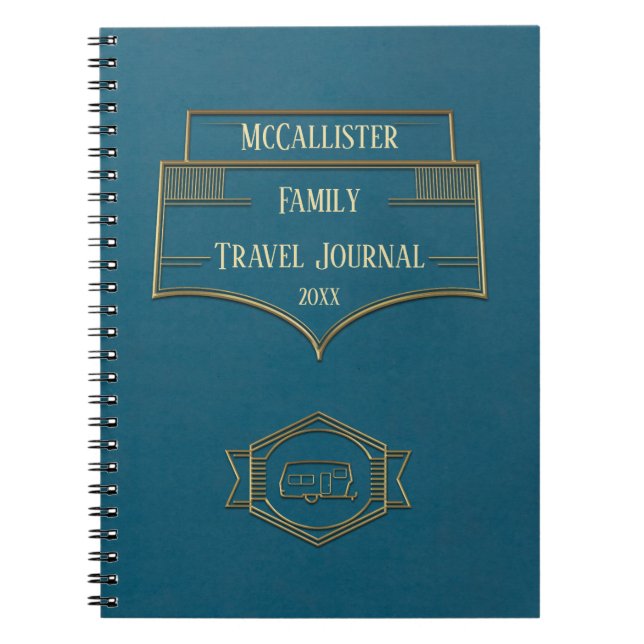 Caderno Espiral Diário retro do viagem do campista do rv (Frente)
