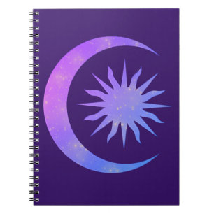 Caderno Espiral Diário roxo da lua do índigo violeta & do sonho 
