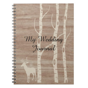 Caderno Espiral Diário rústico do casamento das árvores e dos