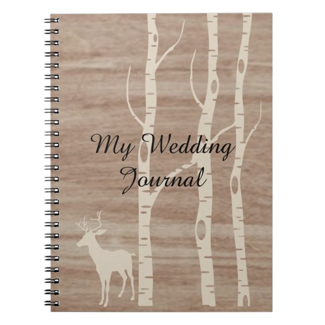 Caderno Espiral Diário rústico do casamento das árvores e dos (Frente)