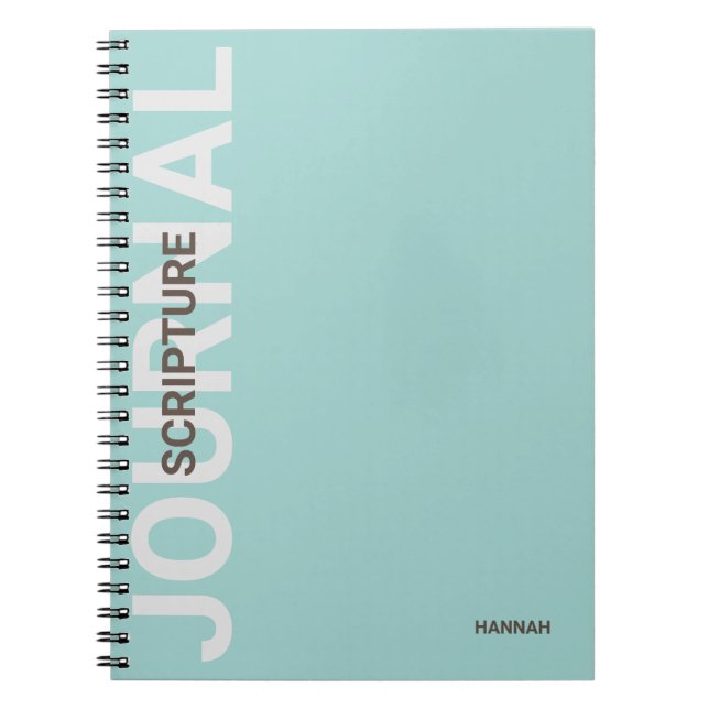 Caderno Espiral Diário Teal Personalizado da Escritura Cristã (Frente)
