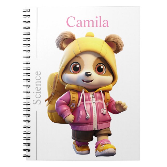 Caderno Espiral Diário Tema do Urso Artístico - Abastecimento Esco (Frente)