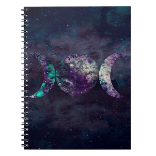 Caderno Espiral Diário triplo do sonho do universo de Luna da
