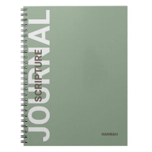 Caderno Espiral Diário Verde Personalizado da Escritura Cristã