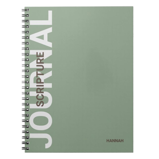 Caderno Espiral Diário Verde Personalizado da Escritura Cristã (Frente)