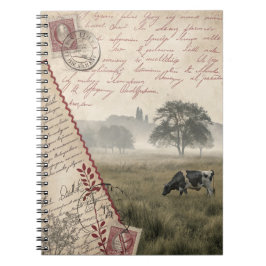 Caderno Espiral Diário Vintage Elegance Cow Pasture