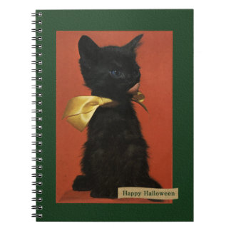 Caderno Espiral Diário Vintage Happy Halloween Kitten