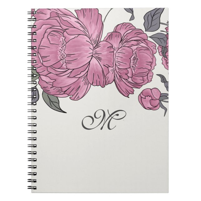 Caderno Espiral Diário Vintage Peonies (Frente)