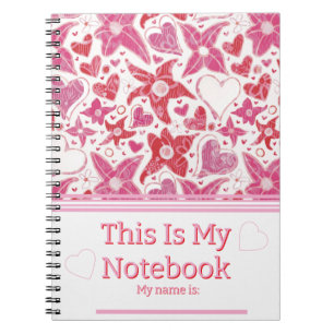 Caderno Espiral Diferente Estilo De Padrão De Flor E Coração