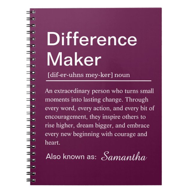 Caderno Espiral Difference Maker Definition (Frente)
