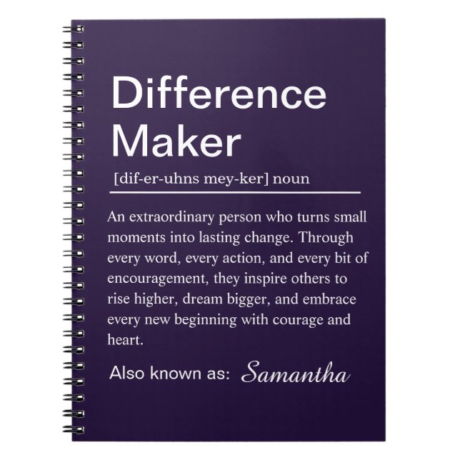 Caderno Espiral Difference Maker Definition (Frente)