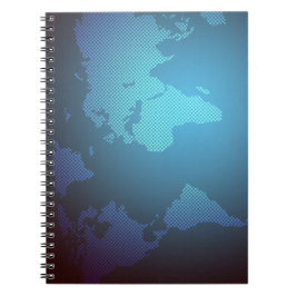 Caderno Espiral Digital Dot World Map Gradient Art