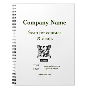 Caderno Espiral digitalize QR para contato e negócios nome do site