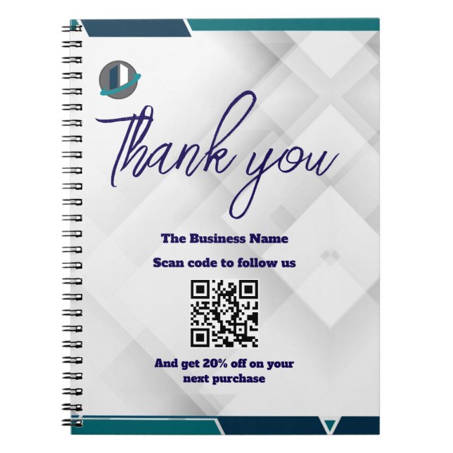 Caderno Espiral Digitalize QR para nos seguir código de desconto b (Frente)