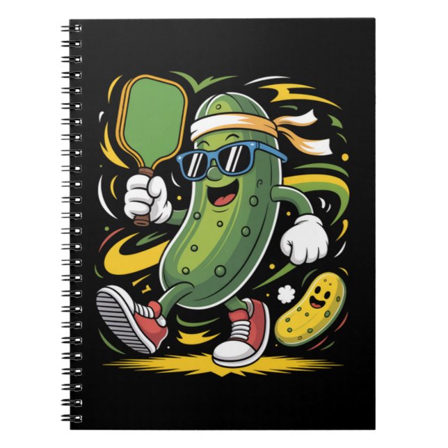 Caderno Espiral Dill Pickle Jogando Pickleball (Frente)