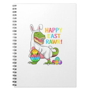 Caderno Espiral Dino Dia de Páscoa Divertido Feliz Eastrawr T Rex 