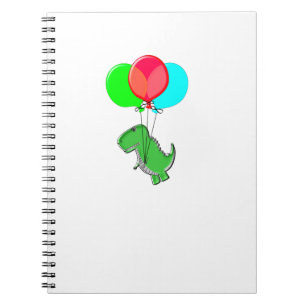 Caderno Espiral Dino Fofo e Zangado Voando com Balões de Festa