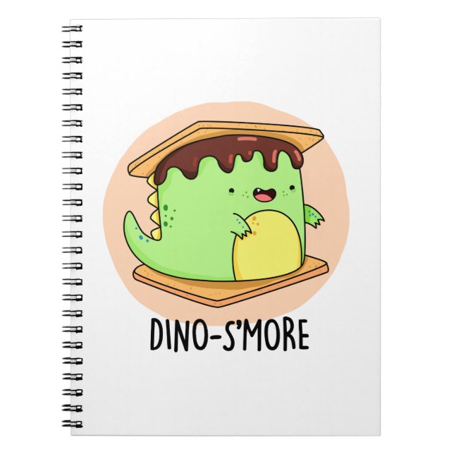 Caderno Espiral Dino-smore Piada Divertida de Dinossauro e Smore  (Frente)