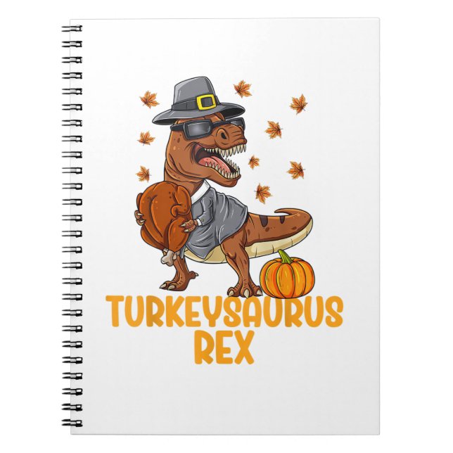 Caderno Espiral Dinosaur Ação de Graças Meninos Peru Saurus T rex  (Frente)