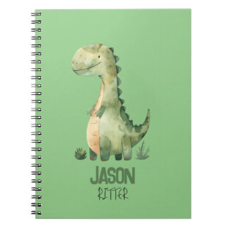Caderno Espiral Dinossauro Aquarela Fofo Com Nome das Crianças