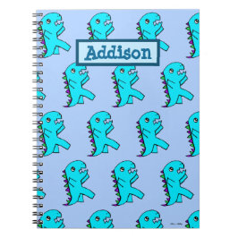 Caderno Espiral Dinossauro Azul Cute Personalizado