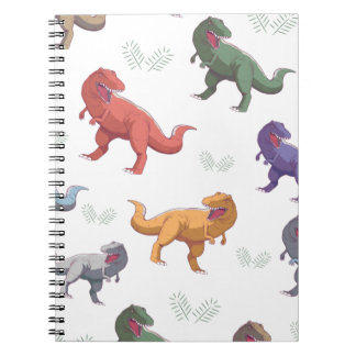 Caderno Espiral Dinossauro de cartoon t rex Padrão Cute Summer