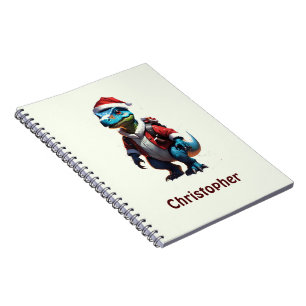Caderno Espiral Dinossauro de Natal Azul