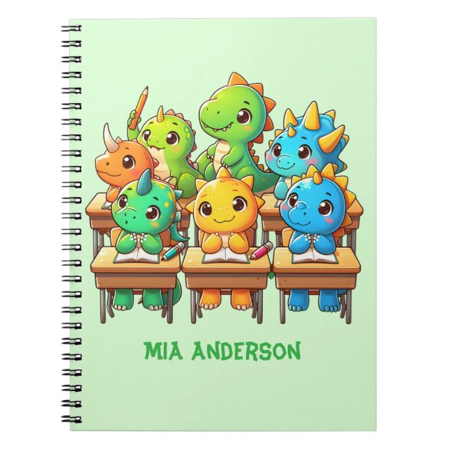 Caderno Espiral Dinossauro Fofo (Frente)