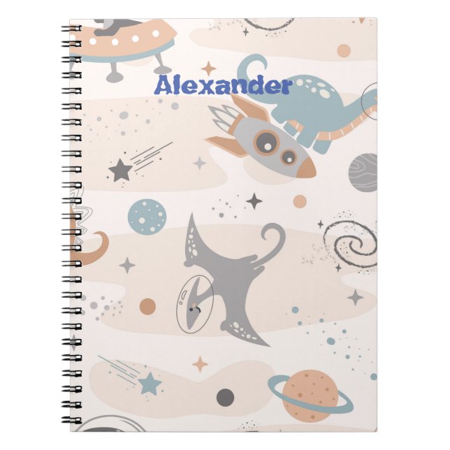 Caderno Espiral Dinossauro para Crianças Bonitas Personalizado (Frente)