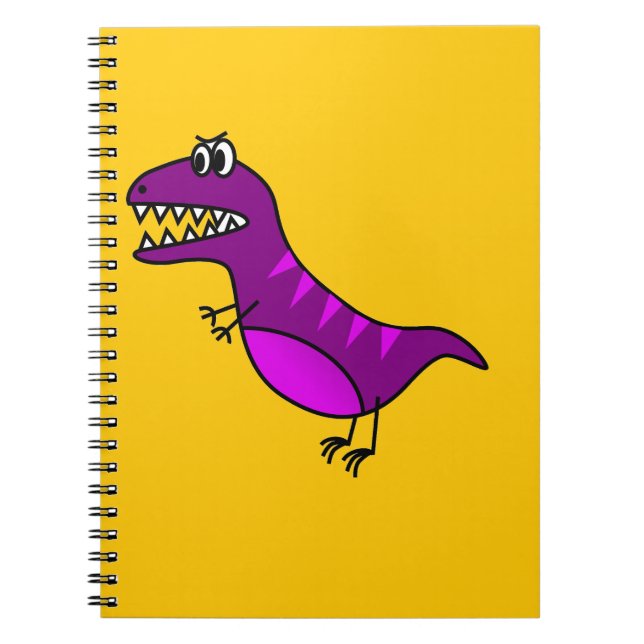 Caderno Espiral Dinossauro roxo, bravo e bonito (Frente)