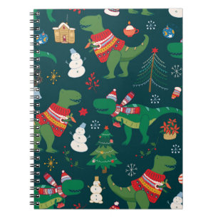 Caderno Espiral Dinossauro T-Rex: Ano Novo de Natal.