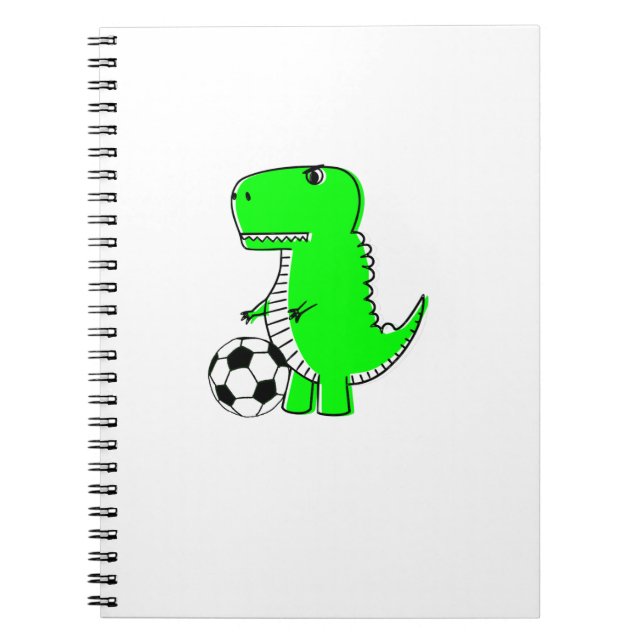 Caderno Espiral Dinossauro Verde Adora Futebol (Frente)