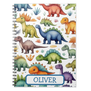 Caderno Espiral Dinossauros Caprichosos Coloridos Fofos