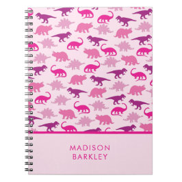 Caderno Espiral Dinossauros cor-de-rosa