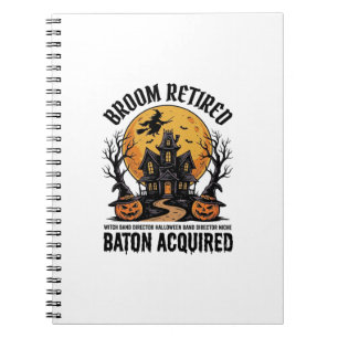 Caderno Espiral Diretor de Banda de Halloween Bruxa Casa Assombrad