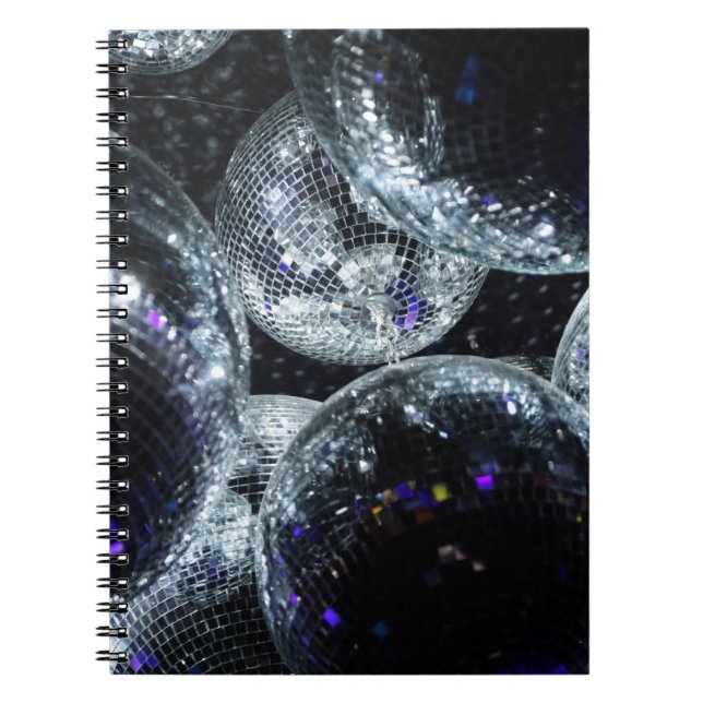 Caderno Espiral Disco Balls: Atmosfera de Partido Escuro (Frente)
