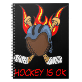 Caderno Espiral Disco e Stick em Chamas, Hockey está OK, Esporte