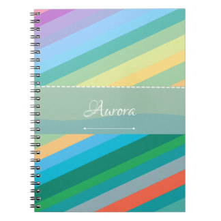 Caderno Espiral Diseño Geométrico Moderno de Rayas en Colores Frío
