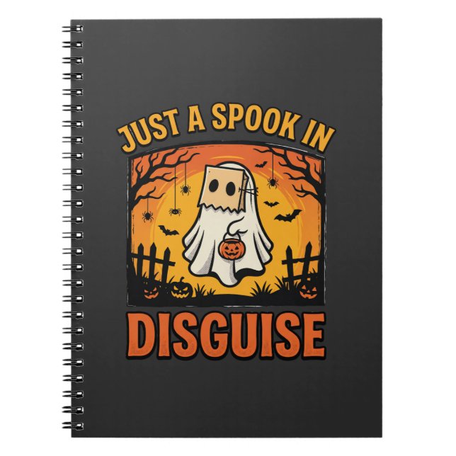 Caderno Espiral Disfarce de Fantasma de Halloween (Frente)