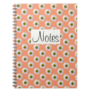 Caderno Espiral Disições florais de impressão floral cor-de-rosa