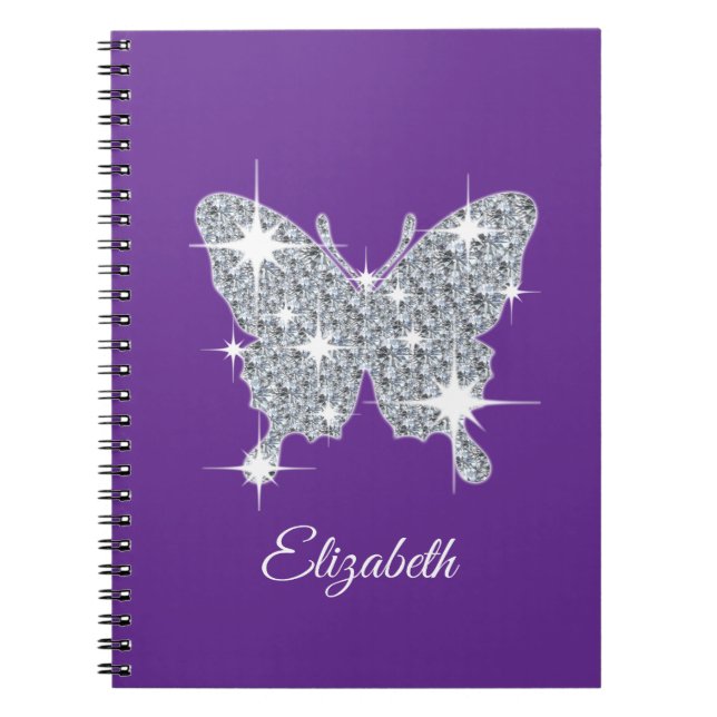 Caderno Espiral Disparador de diamante falso personalizado design (Frente)