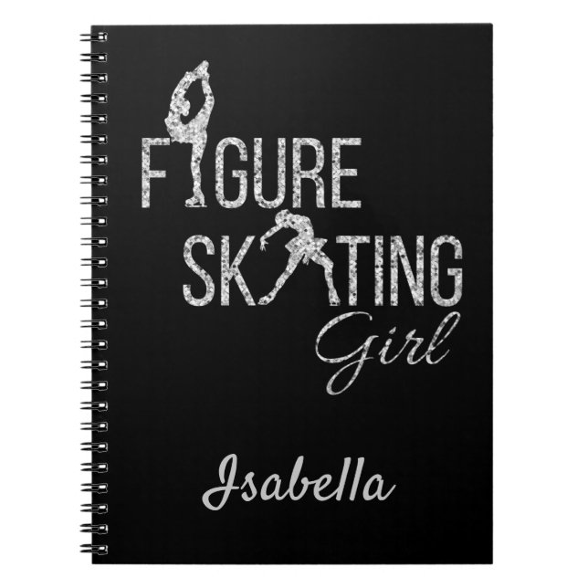 Caderno Espiral Disparador prateado da menina patinadora do notebo (Frente)